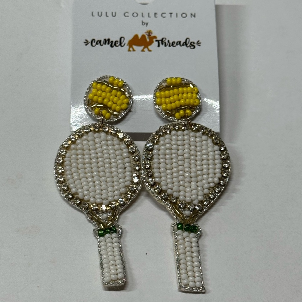 Camel Threads Tennis Racket Earrings